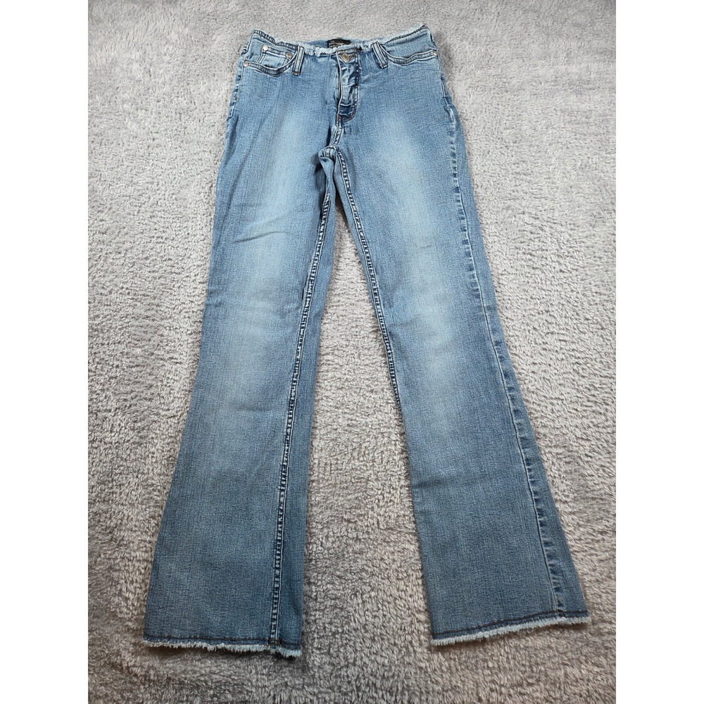 No Boundaries Flare Jeans Size 5 Light Blue Girls Junior Stretch Frayed Hem